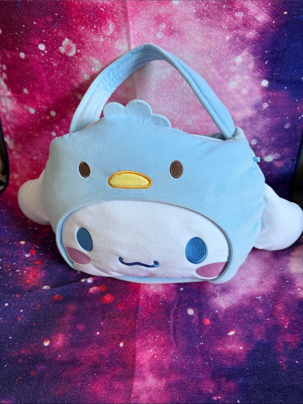 Cute Blue Plush Kids Character Handbag with Face Design